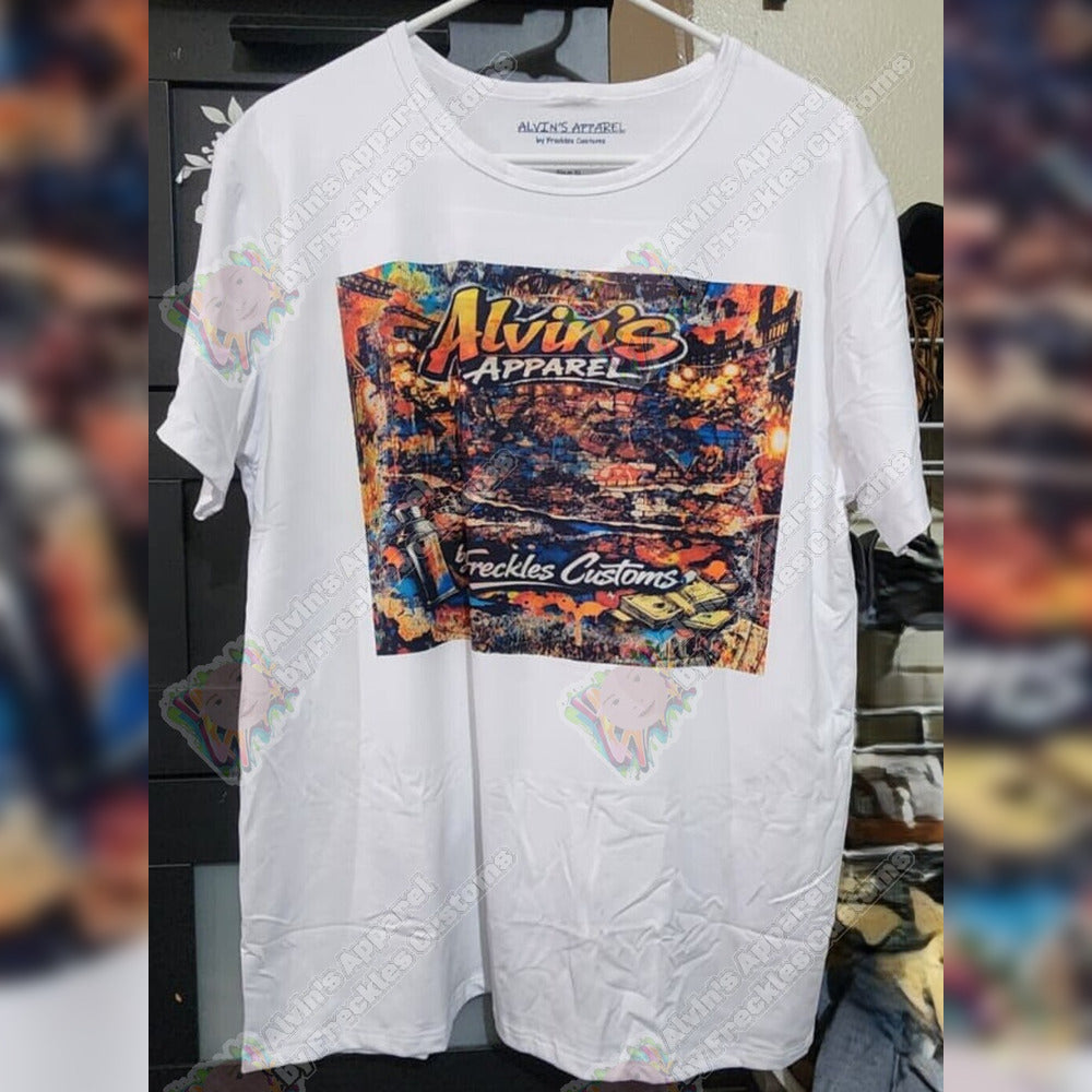 Alvin’s Apparel Premium Polyester Tee (Custom Graphic Tee — Previous Design Reprint)